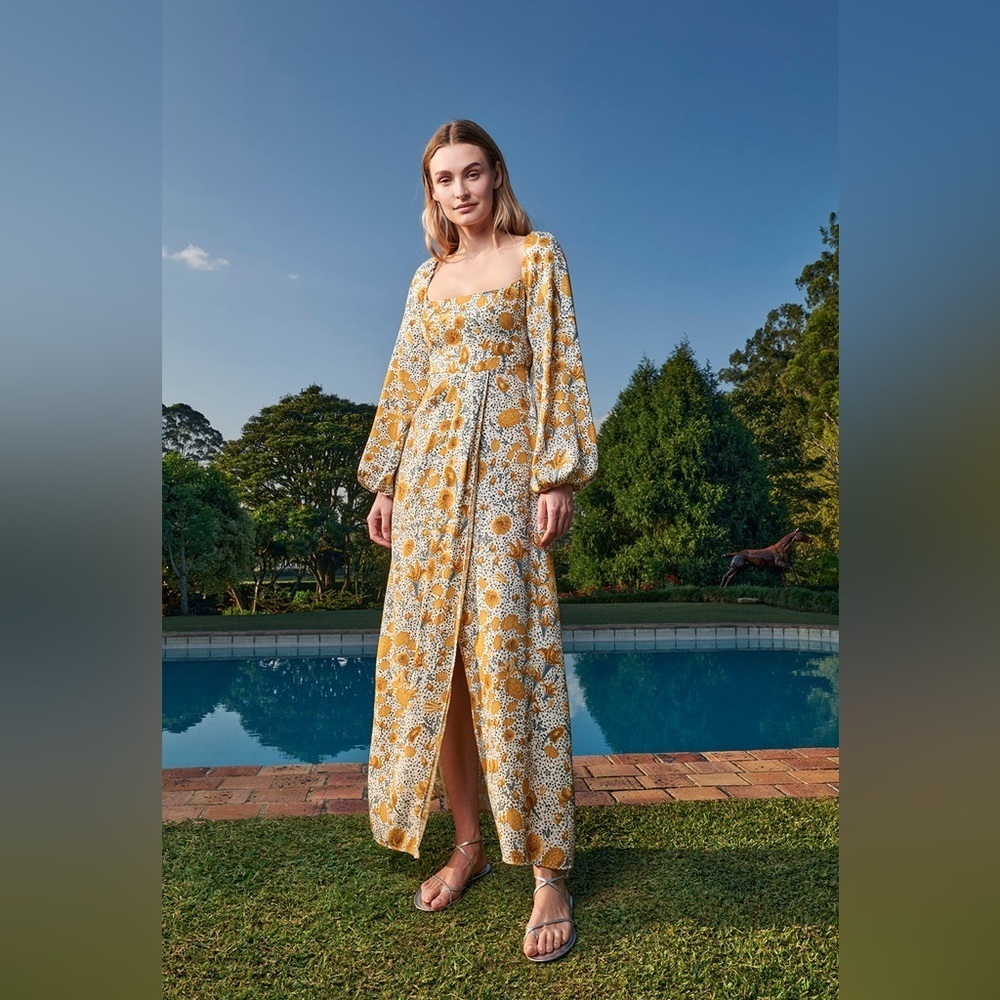 Agua Bendita Vida Capullo Floral‎ Maxi Dress L NWT $1100